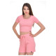 Target Γυναικεία κοντομάνικη μπλούζα Cotton Rib 2x1 Crop Top Rib Cotton